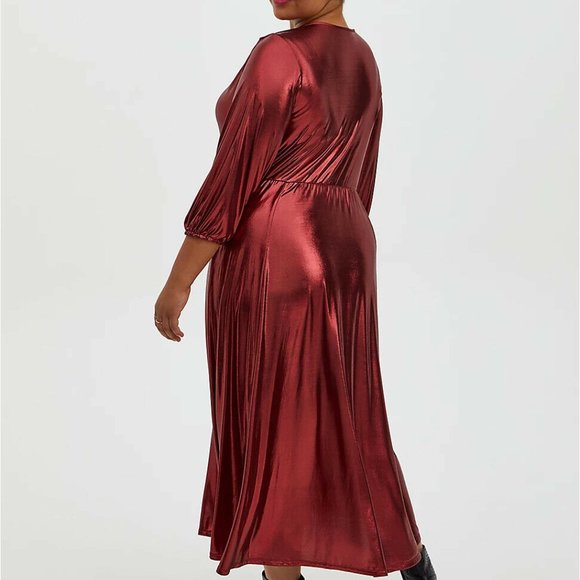 Torrid Red Liquid Knit Tea Length Dress H11455 - Picture 10 of 12